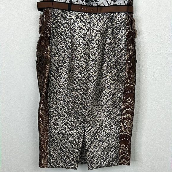 Host Pick❣️Beguile by Byron Lars Size 2 Black/Tan Pieced Brocade LBD - Picture 13 of 15